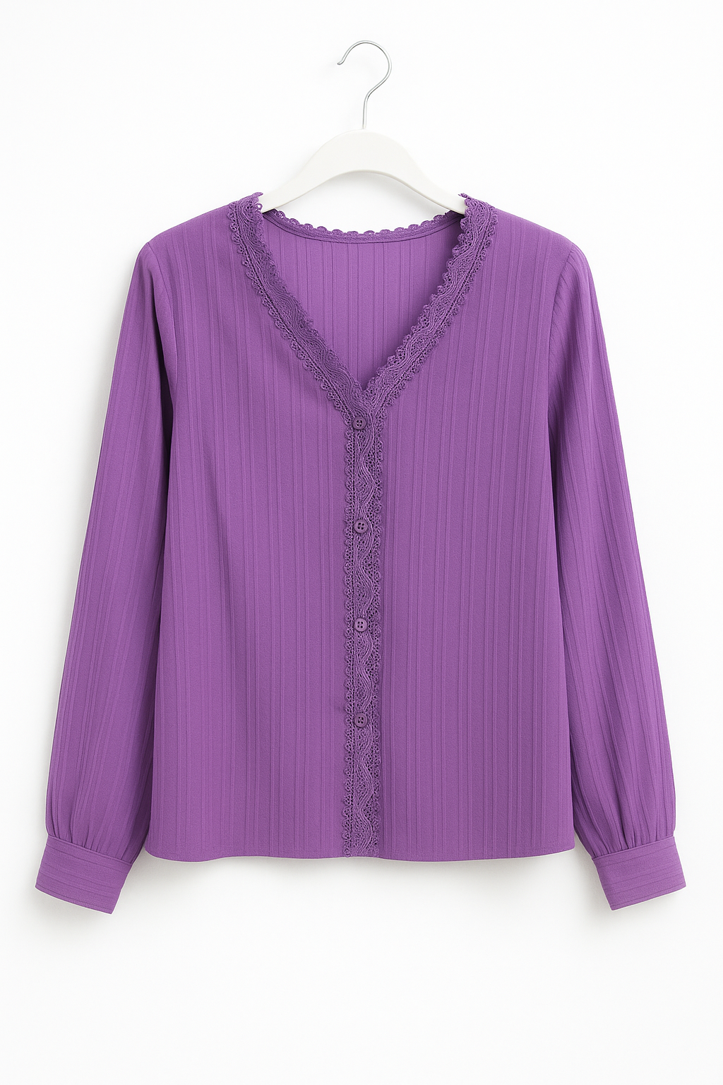 Iris Lace-Trim Ribbed Blouse