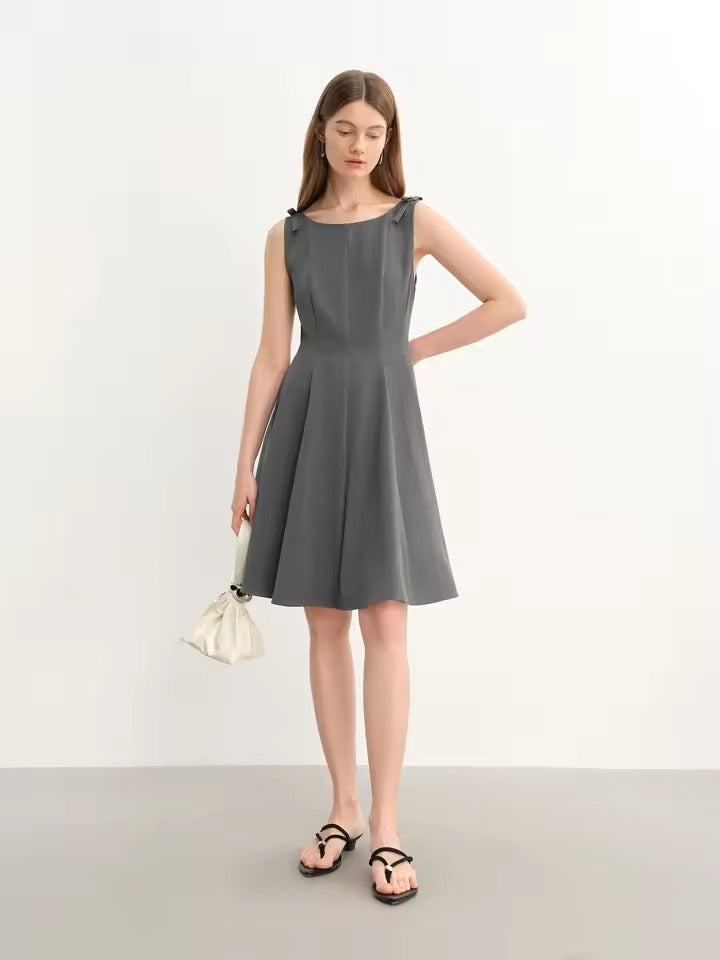 Evie Bow-Shoulder A-Line Dress