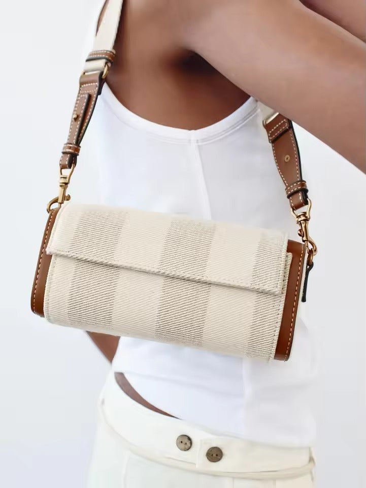 Piper Striped Canvas Shoulder Bag