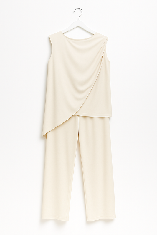Aurora Cream Asymmetrical Co-Ord Set