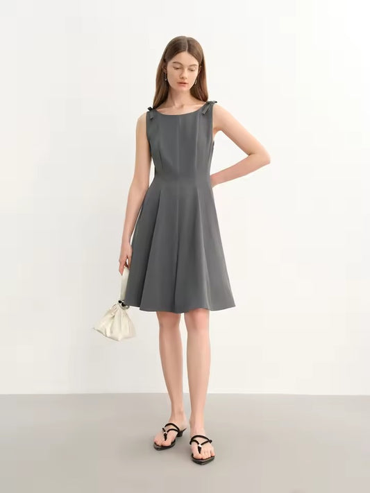 Evie Bow-Shoulder A-Line Dress
