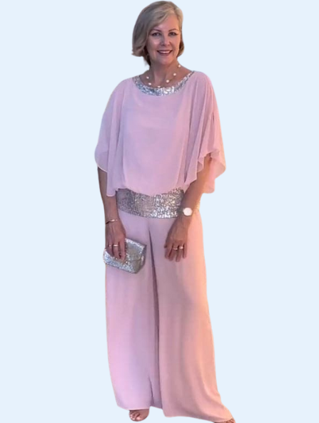 Roselle Sequined Chiffon Jumpsuit